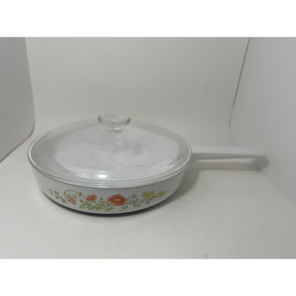 Corning Ware Rangetoppers Wildflower 10 Inch Skillet N-10-B with Glass Lid